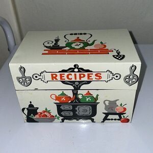 Vtg Kitschy mid Century Stylecraft tin recipe box